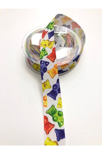 Hobigram Λευκή κορδέλα Grosgrain με σχέδιο Haribo 2,5 cm – Κορδέλα, Κομψό Σχέδιο, Γυναικείο Αξεσουάρ – Κορδέλα – Κορδέλα