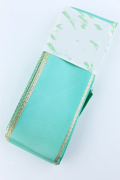 Hobigram Water Green Gold Glitter Satin Ribbon – Ειδικό Σχέδιο, Αξεσουάρ, Ποιοτική Παραγωγή, Στυλ που τραβάει τα βλέμματα – Kurd