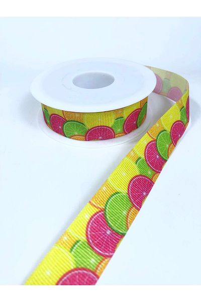 Hobigram Πολύχρωμη κορδέλα Grosgrain με μοτίβο φρούτων σε φέτες – Κορδέλα, κομψό σχέδιο, γυναικείο αξεσουάρ – Κορδέλα