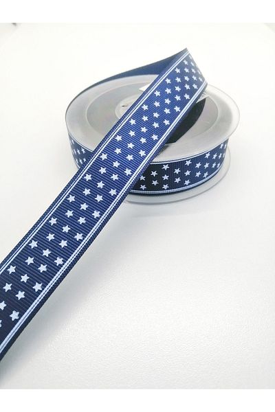 Hobigram Navy Blue Starry Grosgrain Κορδέλα 2,5 cm 1 Meter – Κορδέλα, Κομψό Σχέδιο, Γυναικείο Αξεσουάρ – Κορδέλα