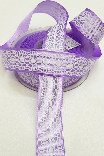 Hobigram Panglică Imprimată Violet Albă 2,5 Cm – Panglică, Design Elegant, Accesoriu Femei