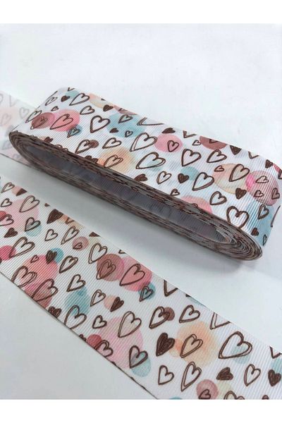Hobigram Καφέ σχέδιο με μοτίβο καρδιάς Grosgrain κορδέλα – κορδέλα, κομψό σχέδιο, γυναικείο αξεσουάρ