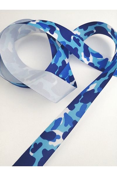 Hobigram Κορδέλα Grosgrain με μπλε μοτίβο παραλλαγής – Προσαρμοσμένο σχέδιο, αξεσουάρ, ποιοτική παραγωγή, λαμπερό στυλ – K