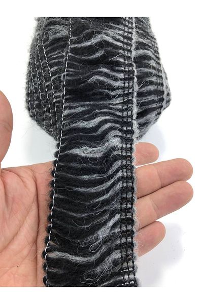 Hobigram Γκρι Μαύρη Λεπτομερής Φούντα Orlon Fringe Ribbon – Ειδικό Σχέδιο, Αξεσουάρ, Ποιοτική Παραγωγή, Εντυπωσιακό Sti