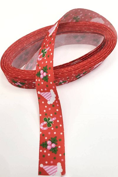 Hobigram شريط Grosgrain منقوش للعام الجديد بسعر 1 متر