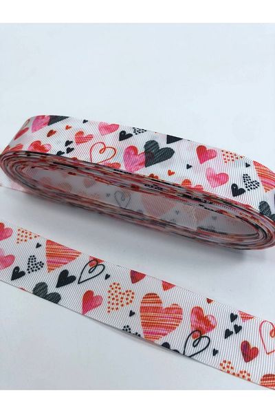 Hobigram Πολύχρωμη κορδέλα Grosgrain με μοτίβο καρδιάς – Προσαρμοσμένο σχέδιο, αξεσουάρ, ποιοτική παραγωγή, εντυπωσιακή στυλ