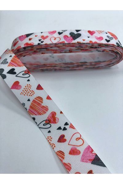 Hobigram Πολύχρωμη κορδέλα Grosgrain με μοτίβο καρδιάς – Προσαρμοσμένο σχέδιο, αξεσουάρ, ποιοτική παραγωγή, εντυπωσιακή στυλ