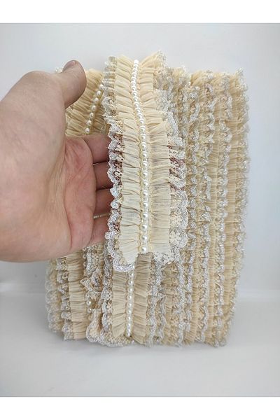 Hobigram Βιζόν Ασημί Glitter Pearl Ruffle Κορδέλα – Ειδικό Σχέδιο, Αξεσουάρ, Ποιοτική Παραγωγή, Εντυπωσιακό Στυλ