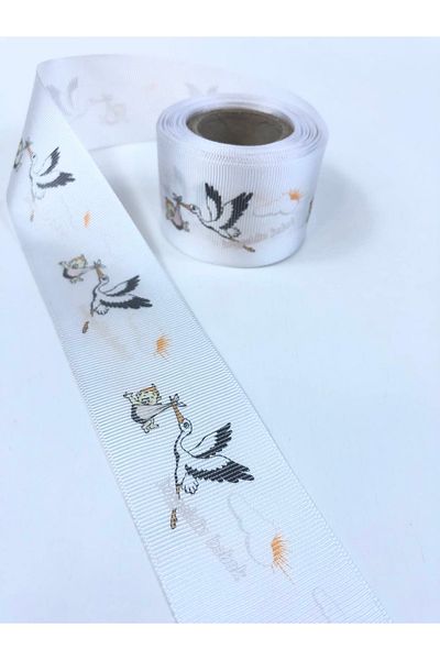 Hobigram Welcome Baby Written Grosgrain Κορδέλα Πλάτος 4 cm – Κορδέλα, Κομψό Σχέδιο, Γυναικείο Αξεσουάρ – Κορδέλα