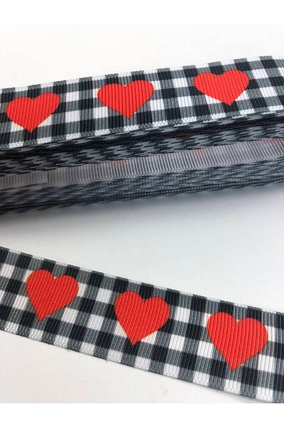 Hobigram Panglică Grosgrain cu model inimă mare roșie – Panglică, Design elegant, Accesoriu pentru femei – Panglică