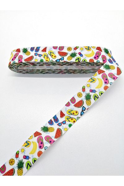Hobigram Κορδέλα Grosgrain με σχέδιο φρούτων 2,5 cm 1 μέτρο – Κορδέλα, Κομψό Σχέδιο, Γυναικείο Αξεσουάρ – Κορδέλα