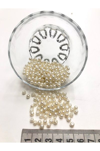 Hobigram خرز لؤلؤ زجاجي كريمي 4 مم-ıbc-1003 – تصميم خاص، إكسسوار، إنتاج عالي الجودة، طراز مثير للاهتمام – ديكو