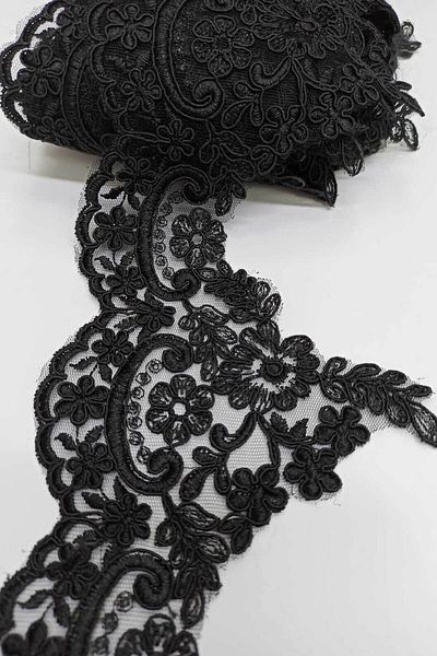Hobigram Dantela neagră cu dungi French Guipure – Design special, Accesoriu, Producție de calitate, Stil atrăgător – Decor