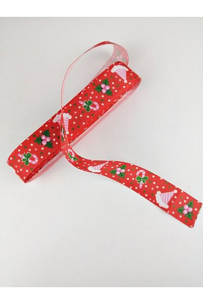 Hobigram Κόκκινη Κορδέλα Grosgrain με Πρωτοχρονιάτικο Σχέδιο 2,5 εκ. 2 μέτρα – Κορδέλα, Κομψό Σχέδιο, Γυναικείο Αξεσουάρ – Ku