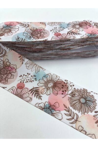 Hobigram Ροζ Μπλε Μοτίβο Λουλουδιών Grosgrain Κορδέλα – Κορδέλα