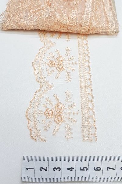 Hobigram Dantela îngustă cu model de flori portocaliu deschis – Design special, accesoriu, producție de calitate, stil atrăgător