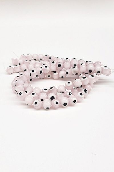 Hobigram Roz Alb Sticlă Evil Eye Bead Nzr-1055 – Design special, Accesoriu, Producție de calitate, Stil atrăgător –