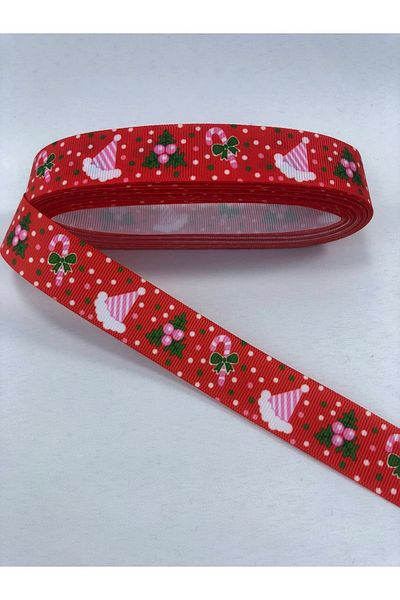 Hobigram Πρωτοχρονιάτικη κορδέλα Grosgrain με μοτίβο κόκκινης κουκκίδας – Κορδέλα, κομψό σχέδιο, γυναικείο αξεσουάρ – Κορδέλα