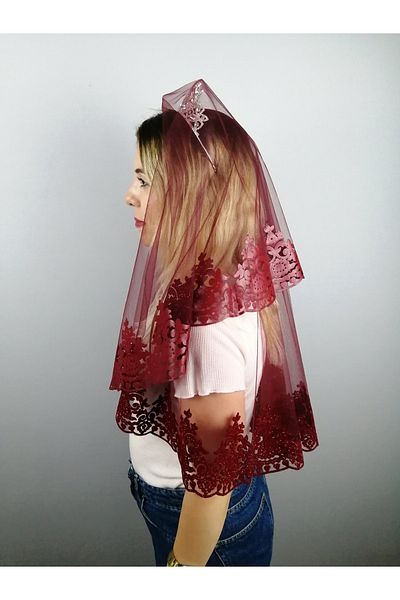 Hobigram طقم فستان زفاف بتصميم ليزر باللون الأحمر الداكن - تصميم خاص، إكسسوار، إنتاج عالي الجودة، طراز مثير للاهتمام - Gelin Ak