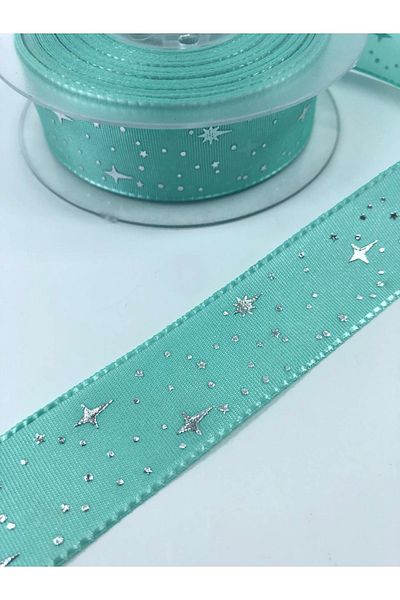 Hobigram Water Green Star Pattern Κορδέλα Taffeta Η τιμή είναι για 1 μέτρο – Κορδέλα, Κομψό Σχέδιο, Γυναικείο Αξεσουάρ –