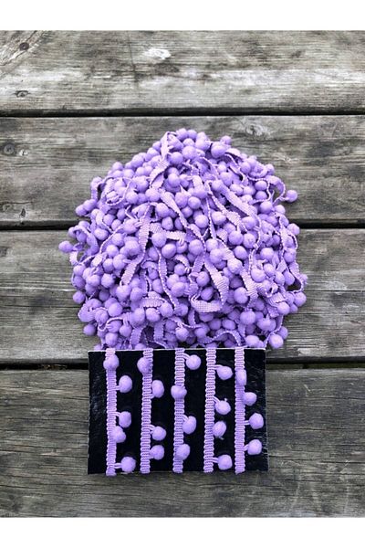 Hobigram Lilac Ribbon Pompom 5 Yards – Διακοσμητική Κορδέλα, Κομψό Σχέδιο, Γυναικείο Αξεσουάρ – Διακοσμητική Κορδέλα