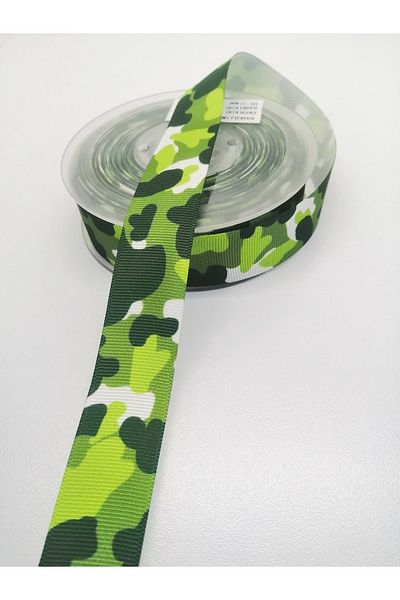 Hobigram Πράσινη κορδέλα με μοτίβο παραλλαγής Grosgrain 2,5 cm 1 μέτρο – Κορδέλα, Κομψό Σχέδιο, Γυναικείο Αξεσουάρ – Κορδέλα