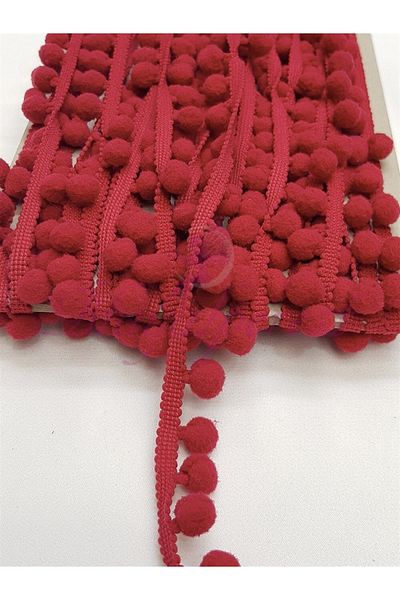Hobigram Κόκκινη κορδέλα Pompom 1,5 cm 5 μέτρα – Διακοσμητική κορδέλα, Κομψό Σχέδιο, Γυναικείο Αξεσουάρ – Διακοσμητική Κορδέλα
