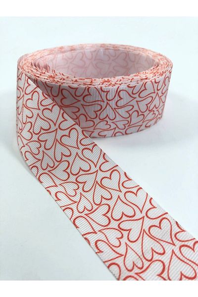 Hobigram Κόκκινη Λευκή Μεγάλη Καρδιά Κορδέλα Grosgrain – Κορδέλα, Κομψό Σχέδιο, Γυναικείο Αξεσουάρ – Κορδέλα