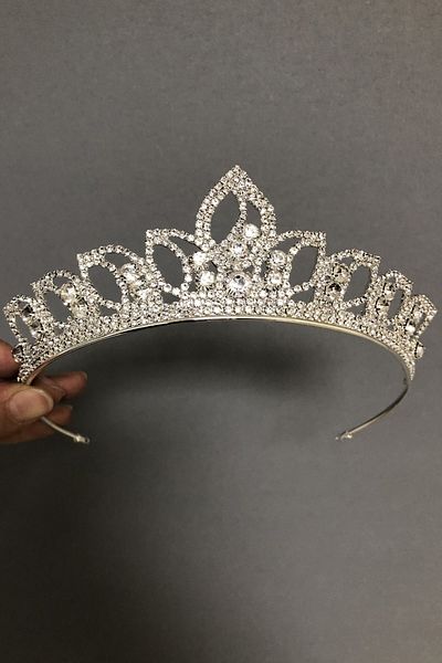 Hobigram Model Leno de culoare argintie Henna și coroană de mireasă – Coroană, piatră de cristal, model elegant, coroană de mireasă, accesoriu de păr