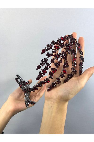 Hobigram Accesoriu de păr model Zelen cu două fețe, coroană de mireasă – coroană, piatră de cristal, model elegant, coroană de mireasă