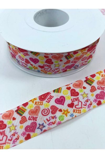 Hobigram Πολύχρωμη κορδέλα Grosgrain με μοτίβο μικρής καρδιάς – Προσαρμοσμένο σχέδιο, αξεσουάρ, ποιοτική παραγωγή, εντυπωσιακό στυλ