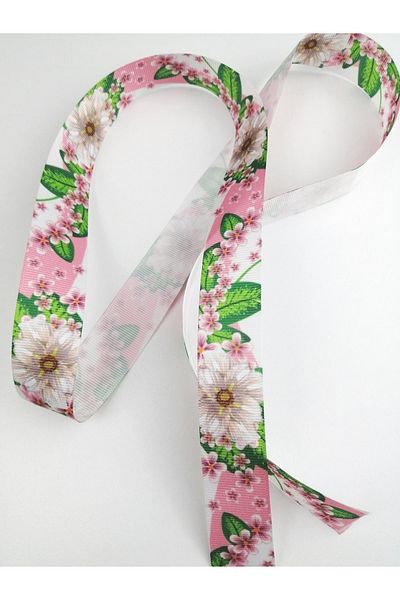 Hobigram Panglică Grosgrain cu Motiv Trandafir Roz – Design Special, Accesoriu, Producție de Calitate, Stil Glamour – Kurde