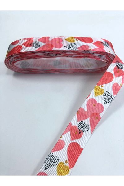 Hobigram Κορδέλα Grosgrain με μοτίβο μεγάλης καρδιάς – Προσαρμοσμένο σχέδιο, αξεσουάρ, ποιοτική παραγωγή, λαμπερό στυλ – Kurd