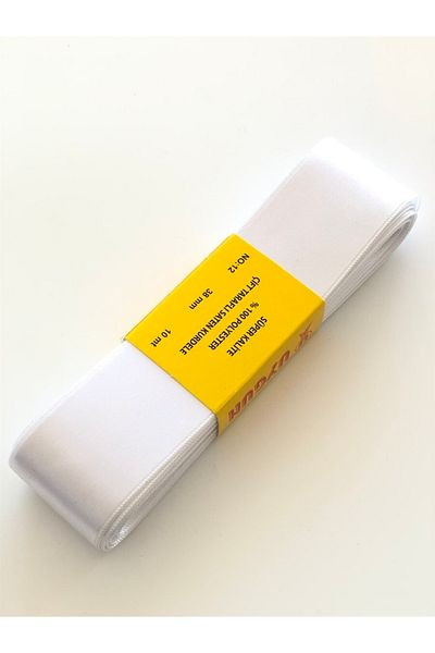 Hobigram White Color Satin Ribbon 4 cm 5 Meters