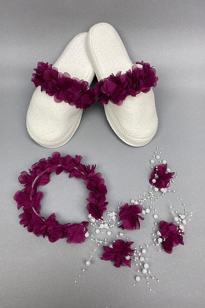 Hobigram Plum Laser Floral Pearl Crown and Maternity Set – Maternity Set, Stylish Design, Women's Accessory – Maternity