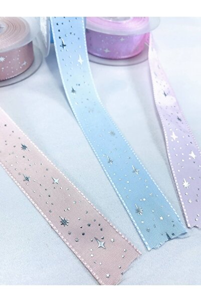Hobigram Powder Pink Baby Blue Starry Taffeta Ribbon – Κορδέλα, Κομψό Σχέδιο, Γυναικείο Αξεσουάρ – Κορδέλα – Ku