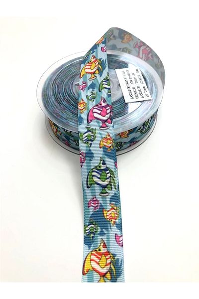Hobigram Κορδέλα Grosgrain με σχέδιο ψαριού 2,5 cm – Κορδέλα, Κομψό Σχέδιο, Γυναικείο Αξεσουάρ – Κορδέλα