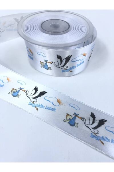 Hobigram Μπλε Welcome Baby Written Satin Ribbon Πλάτος 4 cm – Κορδέλα, Κομψό Σχέδιο, Γυναικείο Αξεσουάρ – Κορδέλα