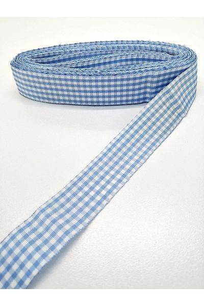 Hobigram Baby Blue καρό ταφτά κορδέλα 3 εκ. 2 μέτρα – κορδέλα, κομψό σχέδιο, γυναικείο αξεσουάρ