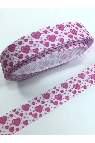 Hobigram Λευκή ροζ καρδιά με μοτίβο Grosgrain κορδέλα – Προσαρμοσμένο σχέδιο, αξεσουάρ, ποιοτική παραγωγή, εντυπωσιακό στυλ