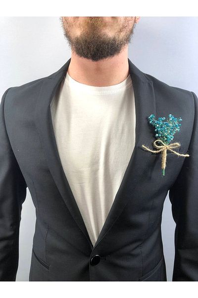 Hobigram Blue Chips Groom Boutonniere 5 Pieces – Τεχνητό & Ξηρό Λουλούδι, Κομψό Σχέδιο, Γυναικείο Αξεσουάρ – Τεχνητό Λουλούδι