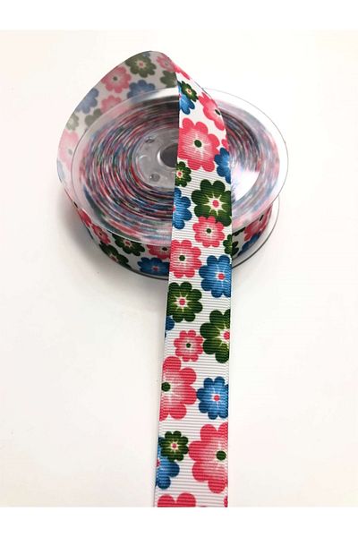 Hobigram Κορδέλα Grosgrain με μοτίβο λουλουδιών 2,5 cm – Ειδικό σχέδιο, αξεσουάρ, ποιοτική παραγωγή, εντυπωσιακό στυλ – Ku