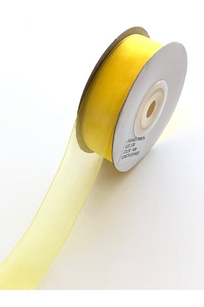 Hobigram Κίτρινη Οργανωμένη Κορδέλα 2cm – Κορδέλα, Κομψό Σχέδιο, Γυναικείο Αξεσουάρ – Κορδέλα