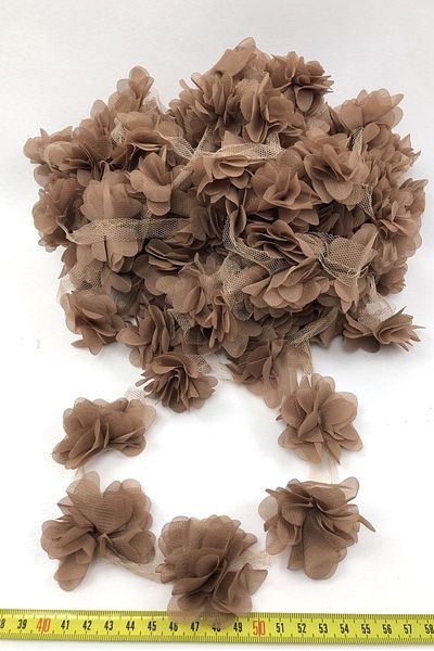 Hobigram Διακοσμητική κορδέλα Milk Brown Laser Cut Tulle Flower – Διακοσμητική κορδέλα, Κομψό Σχέδιο – Διακοσμητική Κορδέλα