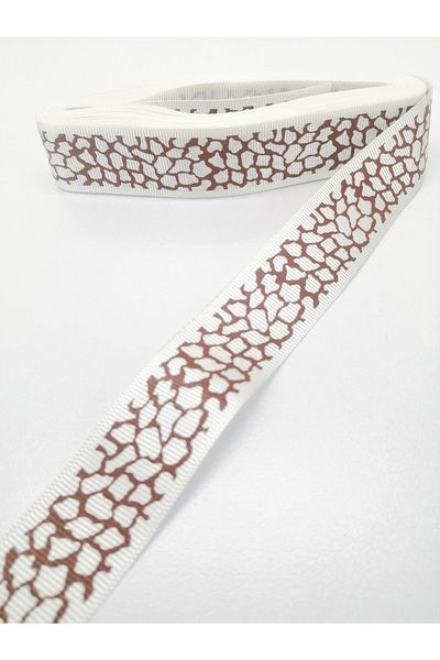 Hobigram Λευκή κορδέλα Grosgrain με σχέδιο λεοπάρ 2,5 cm 2 μέτρα – κορδέλα, κομψό σχέδιο, γυναικείο αξεσουάρ