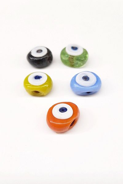 Hobigram Πολύχρωμες Flat Cow Eye Evil Eye Beads 5 Χρώματα – Χάντρες, Κομψό Σχέδιο, Γυναικείο Αξεσουάρ – Χάντρες – Χάντρες
