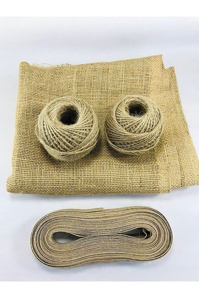 Hobigram Set de frânghii de iută din țesătură de sac cu panglică de iută – Design special, Accesoriu, Producție de calitate, Stil atrăgător – De