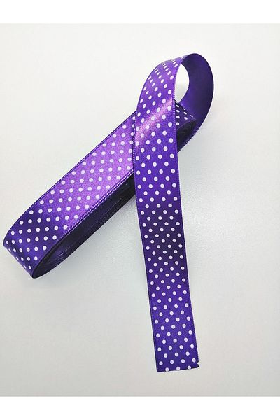 Hobigram Μωβ πουά σατέν κορδέλα 2,5 cm 2 μέτρα – κορδέλα, κομψό σχέδιο, γυναικείο αξεσουάρ – κορδέλα – κορδέλα
