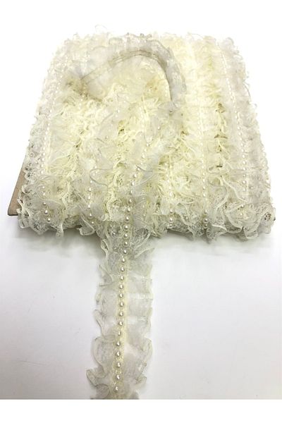 Hobigram White Pearl Ruched Ruffle 3 4 cm – Ειδικό σχέδιο, Αξεσουάρ, Ποιοτική Παραγωγή, Εντυπωσιακό Στιλ – Διακόσμηση