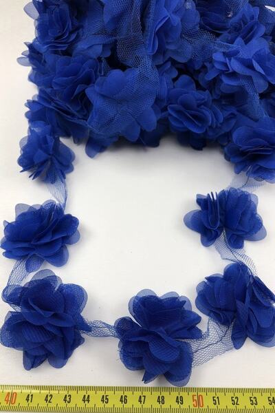 Hobigram Saks Blue Laser Cut Rose Decoration Packaging Material Organza Fabric Artificial Flower 12 Pieces Rose – Decor